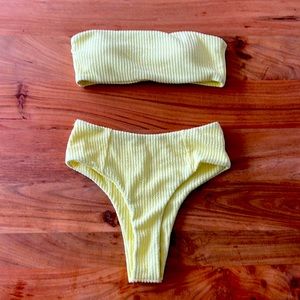 Shein yellow bandeau bikini set